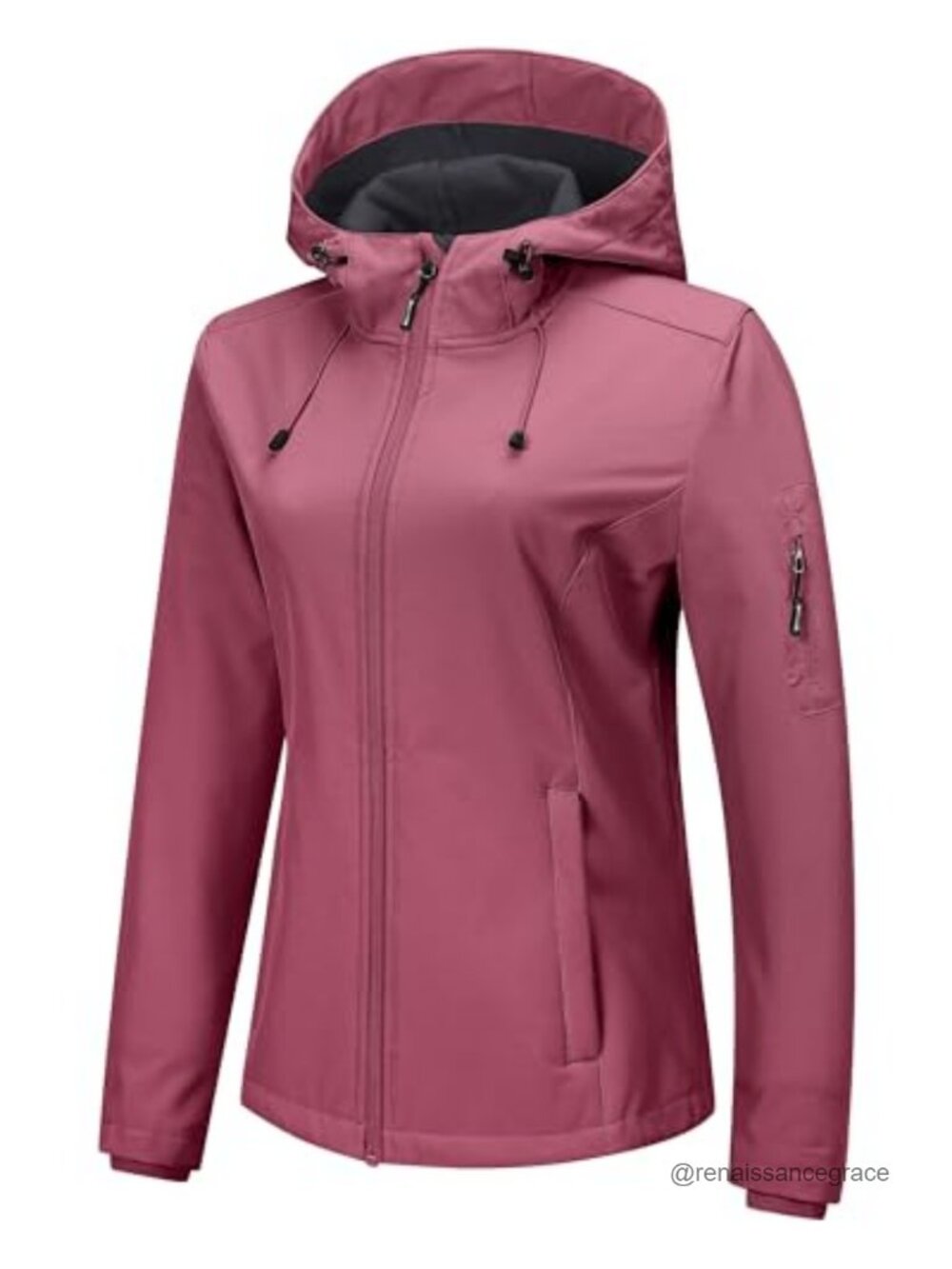 Women's Softshell Jacket Fleece Lined Waterproof Windproof Rain Coat Hood